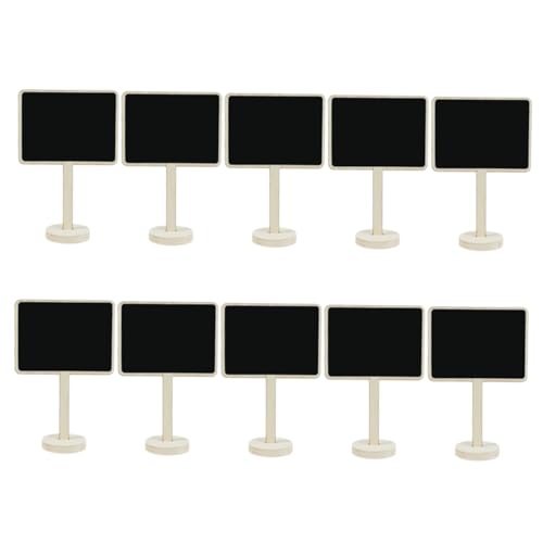 HOMSFOU 10 Pcs Square Labels Blackboard Wooden Message Board Stand for Wedding Decorations Small Chalkboard Stand for Party Office School Memo Board