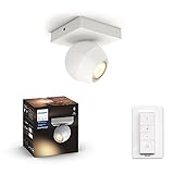 Atenuación sin instalación Philips Hue – Lámpara inteligente, Hue Buckram, Foco LED Inteligente, Luz Blanca de Cálida a Fría, Compatible con Alexa y Google Home, Color Blanco