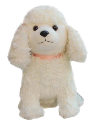 Chien caniche blanc en peluche : une poupée câline pleine de douceur pour votre enfant