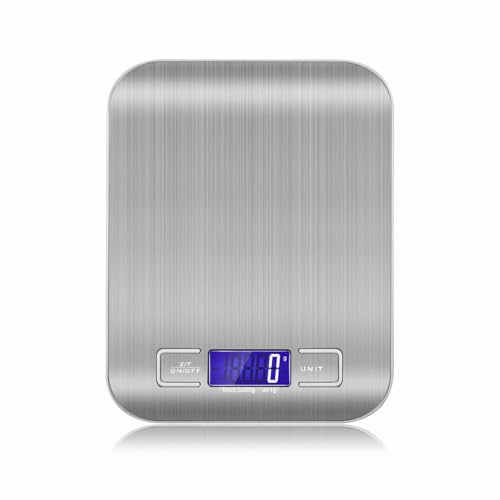 HFWRDVJCM para Uso doméstico y de Oficina Báscula Digital de Cocina de 5 kg/10 kg con Pantalla LCD de 1 g, de Acero Inoxidable, for café, joyería, Alimentos, Aperitivos y repostería.(10Kg)