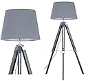 Nautical Room Trépied en bois pour lampadaire décoratif Gris et chromé (sans abat-jour)
