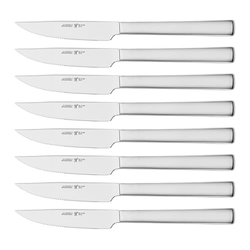 Comparison: Best Dishwasher Safe Steak Knives 10 HENCKELS 8-pc Polished Stainless Steel Serrated Steak Knife Set