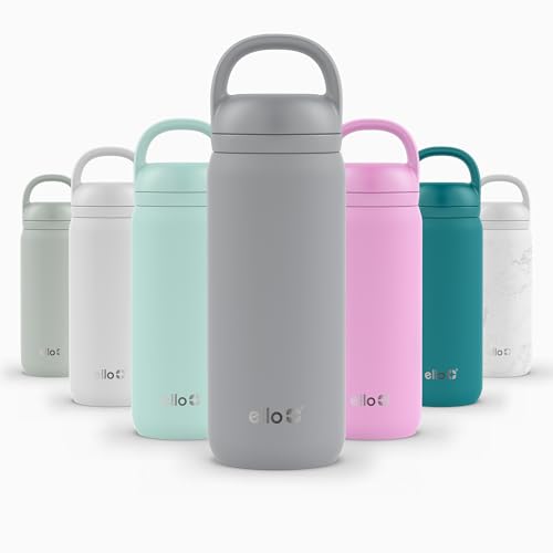 Ello Cooper Twist 18oz Kids Stainless Steel Water Bottle with Chug Lid | Leak Proof Double Walled and Vacuum Insulated | Fits Car Cupholder | Built in Carry Loop | Dishwasher Safe | Gray