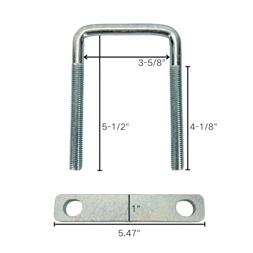 Image of 4 Pack Square U-Bolt for Trailer- Fits 3.5 Inch Wide Leaf Springs, Galvanized Steel Clamp Set, Secure Fit for Truck, Boat and Trailers