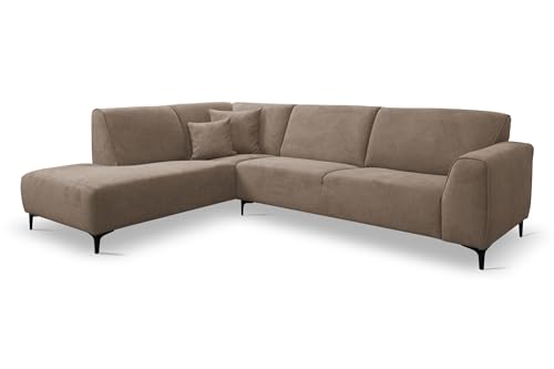 VENASI MÖBEL Canapé d'angle, sans fonction convertible, en forme de L, à gauche/droite, marron, à gauche