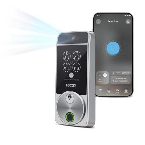 Image of Lockly Visage Zeno Series Smart Lock, Facial Recognition & Fingerprint Keyless Entry Door Lock, Built-in Wi-Fi Deadbolt with Apple Home Key, PIN Genie Keypad, App Remote Control, Easy Installation