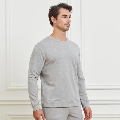 netdraw Men's Ultra-Soft Bamboo Viscose Cotton Sweatshirt Crewneck French Terry Lounge Casual Pullovers2