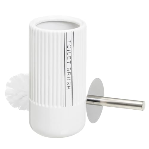 Escobillero Acanalado Blanco de cerámica de Ø 11x32 cm
