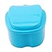 Sevenfly Denture Bath Case Cup Box Holder Storage Soak Container with Strainer Basket for Travel Cleaning,Light blue