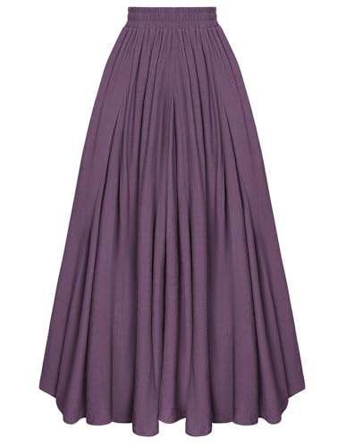 Women Renaissance Long Maxi Skirt High Waist Flowy A Line Skirts Purple S