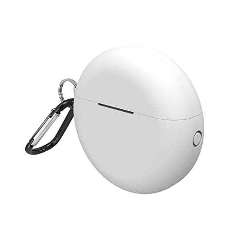 Custodia in silicone Geekria compatibile con Huawei FreeBuds 3 (2019) True Wireless, cover protettiva per auricolari con gancio portachiavi, porta di ricarica accessibile (Bianco)