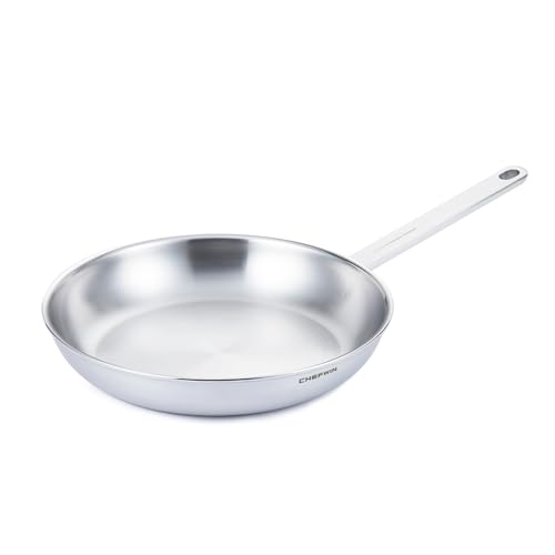 Image of CHEFWIN 11-Inch 316 Stainless Steel Frying Pan, 5-Ply Stainless Steel Skillet, Induction Compatible, Dishwasher & Oven Safe