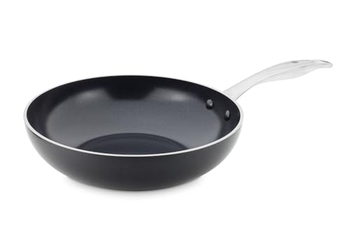 GreenPan Wok Antiadherente de Cerámica, Apto para Todo Tipo de Cocinas, Inducción, Horno y Lavavajillas, 28 cm, Negro