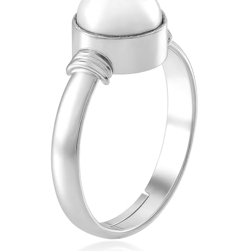 Image of 8.25 Ratti Pearl Original 7.42 Carat Pearl /Moti Stone Adjustable Ring For Men And Women With Lab Certified 01