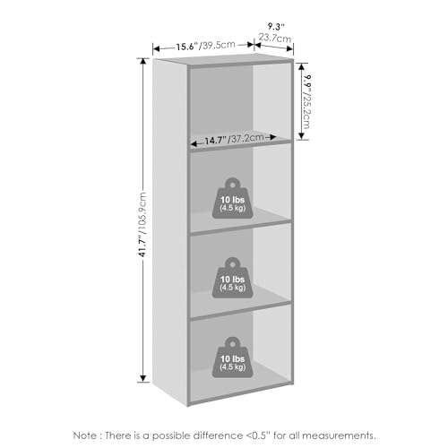 Image of Furinno Reed Closet Organizers and Storage, 4-Tier Closet Organizer, Open Shelf Closet Storage, for Wardrobe, Bedroom, Living Room, White