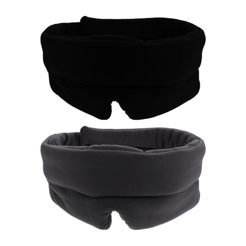 HOMOCONO Antifaz para Dormir de Algodón Modal Transpirable y Ergonómico para Hombres y Mujeres, 2 Piezas, Diseño Cómodo Adecuado para Viajes y Trayectos en Tren