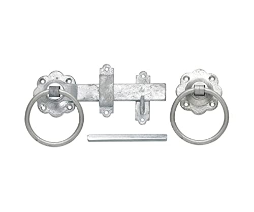 PERRY 125mm 5" Plain Ring Handle Gate Latch, Galvanised, Including Fixings