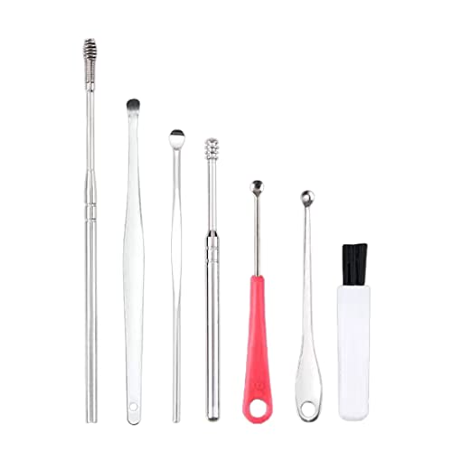 Nettoyeur d'Oreille 7 Pièces, Kit De Nettoyage d'Oreille, Écope d'Oreille En Acier Inoxydable, Kit De Grattoir d'Oreille, Kit De Nettoyage De Cérumen Pour Enfants Et Adultes Cover