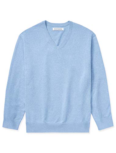 Amazon Essentials Men's Big & Tall V-Neck Sweater, Light Blue Heather, 3X