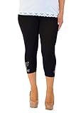 Ideal für Casual Tragen Nouvelle Collection Neu Damen Übergröße Leggings Frau Schmetterling Manschette Hose Womens Plus Size Leggings Butterfly Stud Cropped Schwarz 44-46