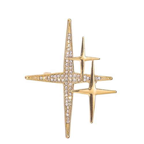 Image of Rhinestones Star Brooches 18k Gold-plated Star Brooch Pin Lapel Pin Accessories Christmas Birthday Gift for Women