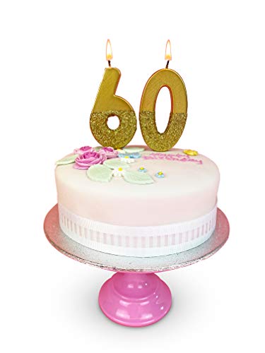 Talking Tables Glitter Number Candle-Premium Quality Cake Topper Decoration Pretty, Sparkly For Kids, Adults, 16Th, 60Th Birthday Party, Anniversary, Milestone, Height 8Cm, 3", Gold 6 #TOP4