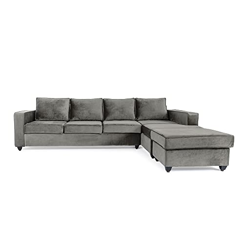 Image of Wakefit Sofa Set | 3 Year Warranty | Sofa 3 Seater, 3 Seater Sofa for Living Room, Wooden Sofa Set, 3 Seater + Right Aligned, Sofa for Living Room - Napper(Fabric-Velvet : Tuscan Tan)