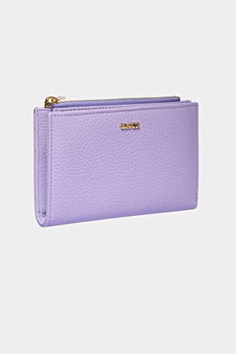 grande 2804 Genuine Leather Medium Bifold Wallet For Women Minimalist Wallet Ladies Zippered Mini Purse Small Card Holder (Lilac)4
