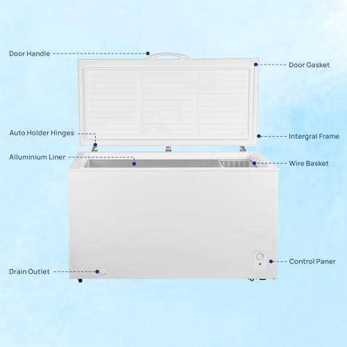 14.5 Cu Ft Deep Freezer - Large Chest Freezer with Removable Basket and 7 Level Adjustable Thermostat - Commercial Freezer Energy Saving Quiet for Restaurants, Supermarkets, and Garages on Fridge.com