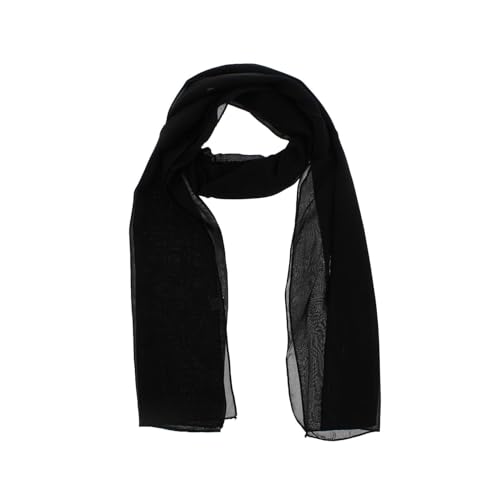 Black Scarf Head Neck for Women Neckerchief Ladies Chiffon Scarves Plain Soft Headwrap Girls Headscarf Sheer Wrap Womens & Wraps Crinkle Stole Shawl Soft for Neatly Stitched Lightweight for Wedding