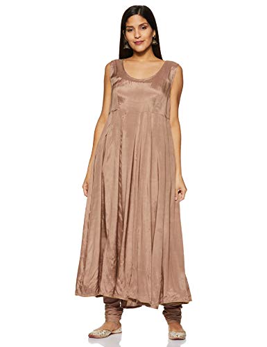 Image of BIBA Womens Notched Neck Embroidered Churidar Suit