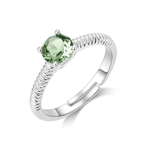 Philip Jones August (Peridot) Adjustable Birthstone Ring Created with Zircondia® Crystals