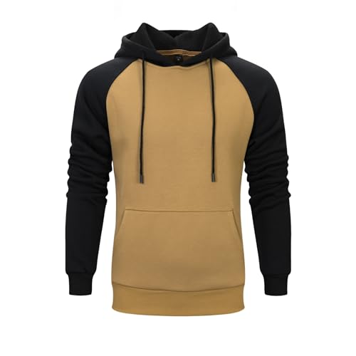 Men's Hoodies Novelty Color Block Pullover Hooded Sweatshirt with Kange Pocket