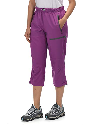 Little Donkey Andy Women's Quick Dry 3/4 Pants Capri Shorts Lightweight Hiking Travel Casual Purple Size XL