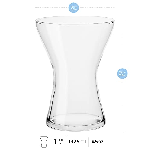 Bloemenvaas, glas, glazen vaas voor bloemen, glazen bloemenvaas, tafelvaas, decoratieve vaas, transparante glazen vaas, decoratieve vaas van glas, woonkamer decoratie, decoratieve vaas, 1325 ml, H 19 cm, Aster - Afbeelding 4