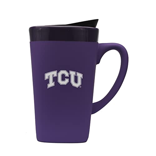 The Fanatic Group Texas Christian University Ceramic Mug with Swivel Lid, Design 1 - Purple