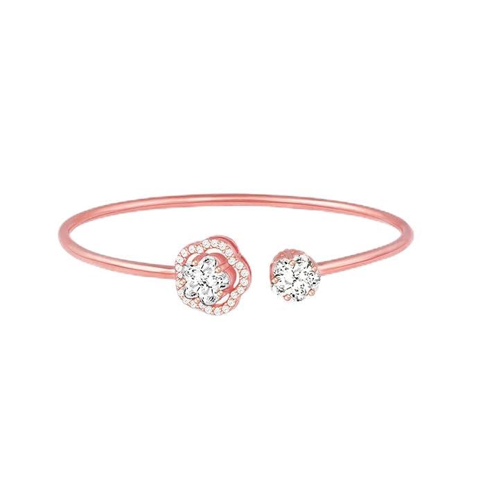 925 Silver Rose Gold Dressed Like A Flower Bracelet, Adjustable | Gifts for Women and Girls | With Certificate of Authenticity and 925 Stamp | 6 Months Warranty-image-0