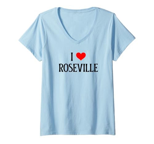 Damen I Love Roseville I Heart Roseville Urlaub Reise Souvenir T-Shirt mit V-Ausschnitt