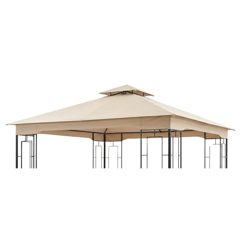 Garden Winds Reinforced RipLock 350 Replacement Canopy Top Cover Compatible with Garden Treasures 10’ x 10’ Gazebo Model L-GZ724PST-B - Beige