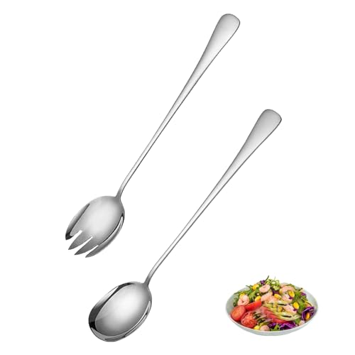 Juego de Cubiertos para Ensalada Cuchara y Tenedor de Ensalada de Acero Inoxidable Ensalada Servidores de 2 Piezas para Cocina y Comedor Apto para Lavavajillas