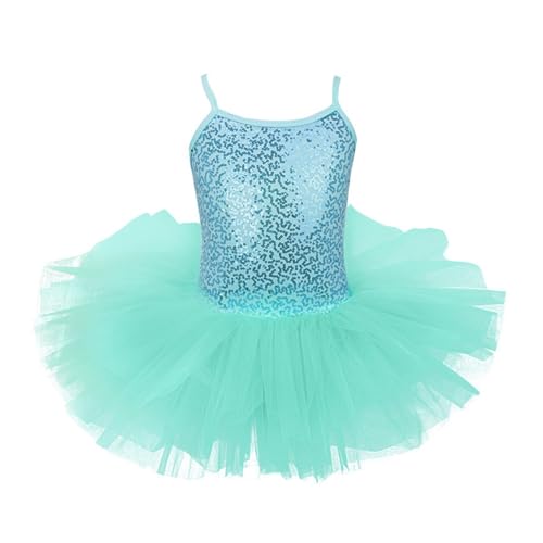 SPSNCXFN Tutú de Ballet para niña Vestido de Ballet for niñas, tutú de Cosplay for niños, Vestido de Flores, Ropa de Baile de Tul, Disfraces de Fiesta de Hada Bailarina(Turquoise,L (5-6 Years))