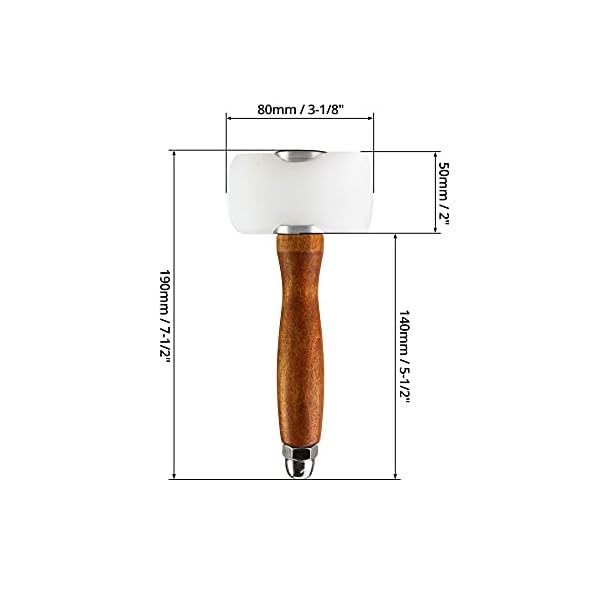 QWORK® Leder Schnitzhammer Nylon Hammer, Holzhammer in T-Form mit Holzgriff für Lederverarbeitung, Leder Handwerkswerkzeug – Bild 7