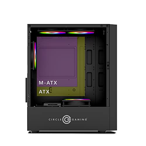 Image of Circle Elegantor X5 ARGB with 120 mm 4 RGB Fans, Front /Right - Tempered Glass, Water Cooling Support 120 /240 /360 mm, 325 mm Graphics Card, 160 mm CPU Cooler Height, 2 HDD /SSD