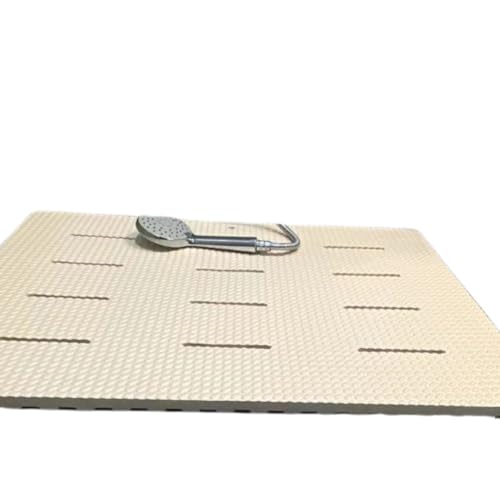 風呂 マット すべり止め 大判 風呂用 すのこマット 浴室 転倒防止 柔軟快適 マッサージマット 水はけがいい お風呂バスマット EVA 速乾 バスルーム 抗菌 防カビ シャワールーム 簡単 家庭用 シンプル お風呂マット (85x60cm,ベージュ)