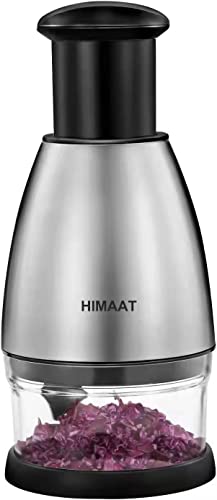 Stainless Steel Hand Chopper – HIMAAT Manual Vegetable Dicer, Quick Food Chopper for Onions, Garlic, Nuts, Salad & Herbs – Efficient Kitchen Gadget (Silver)