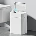 CEROELDA Motion Sensor Bathroom Trash Can with Lid, 2.6 Gallon Small Smart Automatic Touchless Garbage Can, Slim Waterproof Plastic Wastebasket for Bedroom Office Toilet, White
