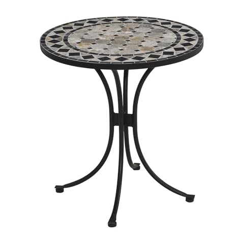 Home Styles Small Outdoor Bistro Table with Marble Tiles Design Table Top Constructed From Powder Coated Steel, Black, 27.5Lx27.5Dx30H Cover
