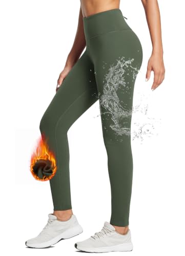 Image of baleaf Women's Fleece Lined Leggings Thermal Warm Winter Tights | 25 inch /27 inch, Water Resistant, Pockets, Running, Hiking, Yoga, Skiing, Travel, for Cold Weather, Leggings for Women