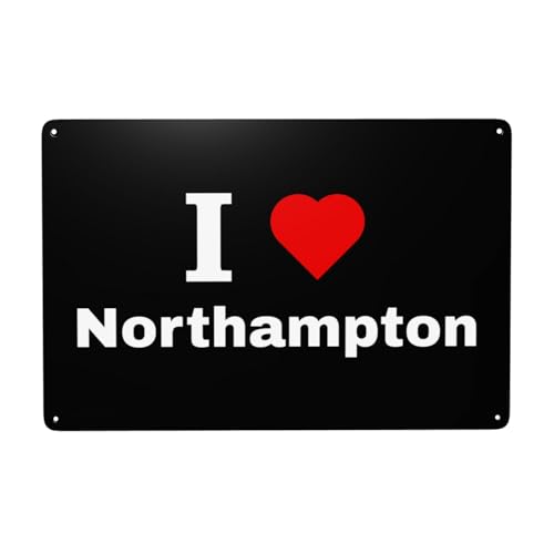 I Love Northampton Tin Sign Vintage Metal Wall Decor 8x12
