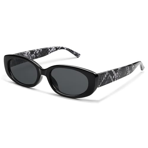 Retro Oval Sunglasses for Women and Men Small 90s Snakeskin Sunnies AP3674